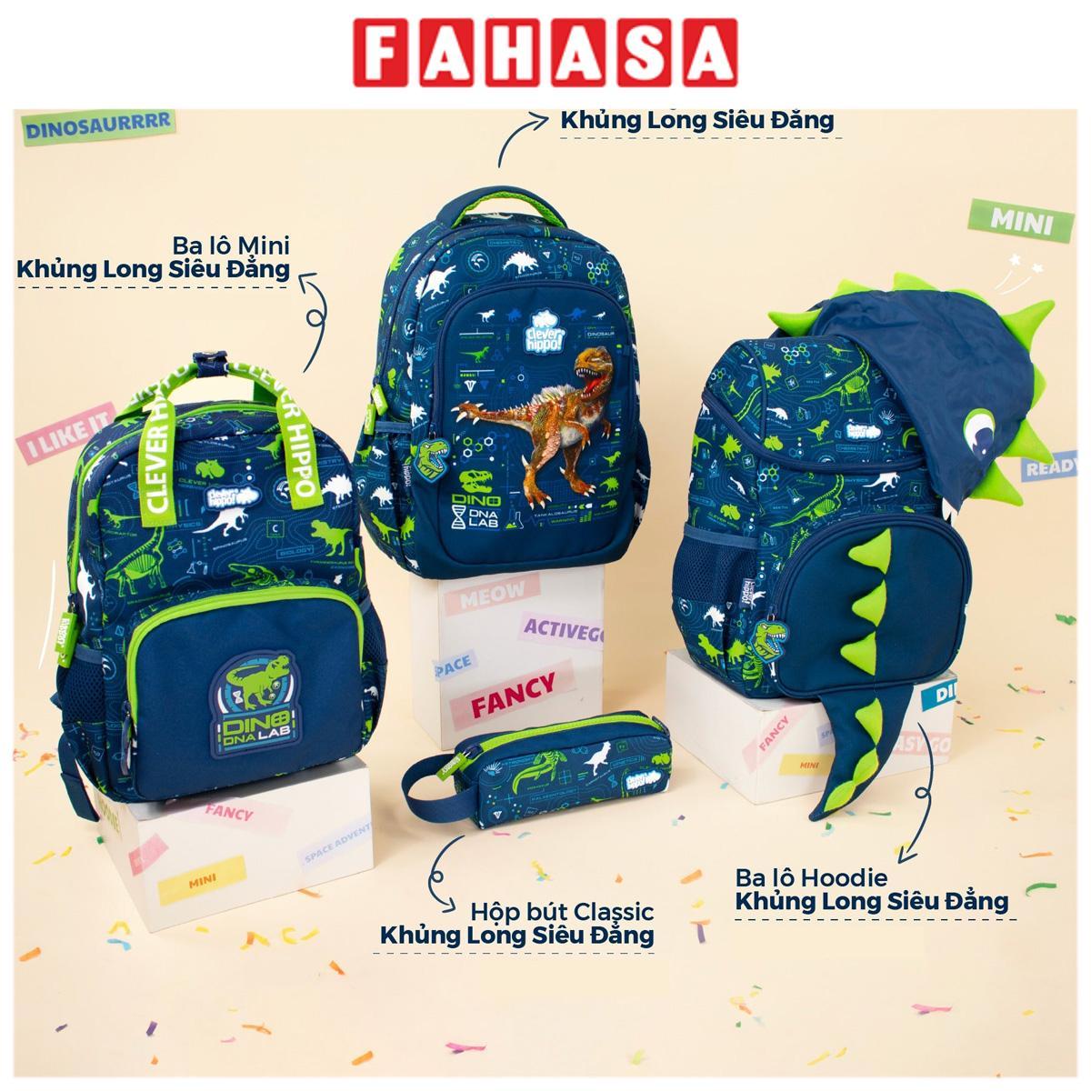 Ba Lô Hoodie Khủng Long Siêu Đẳng Có Nón - Clever Hippo BD3109/BLUE