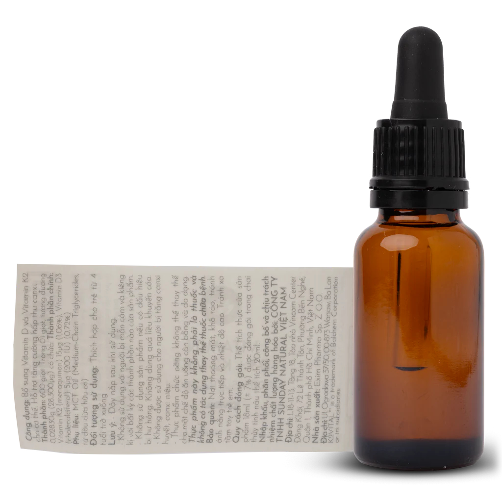 Thực phẩm bảo vệ sức khỏe Vitamin D3K2 MK7 Sunday Natural 20ml nhập khẩu từ Đức bổ sung D3K2 cho bé từ sơ sinh