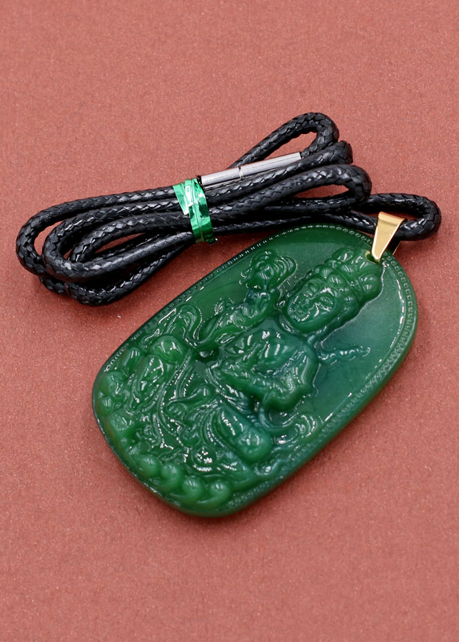 Dây chuyền mặt Quan Âm Bồ Tát - thạch anh xanh 5.7cm DEQAXL2