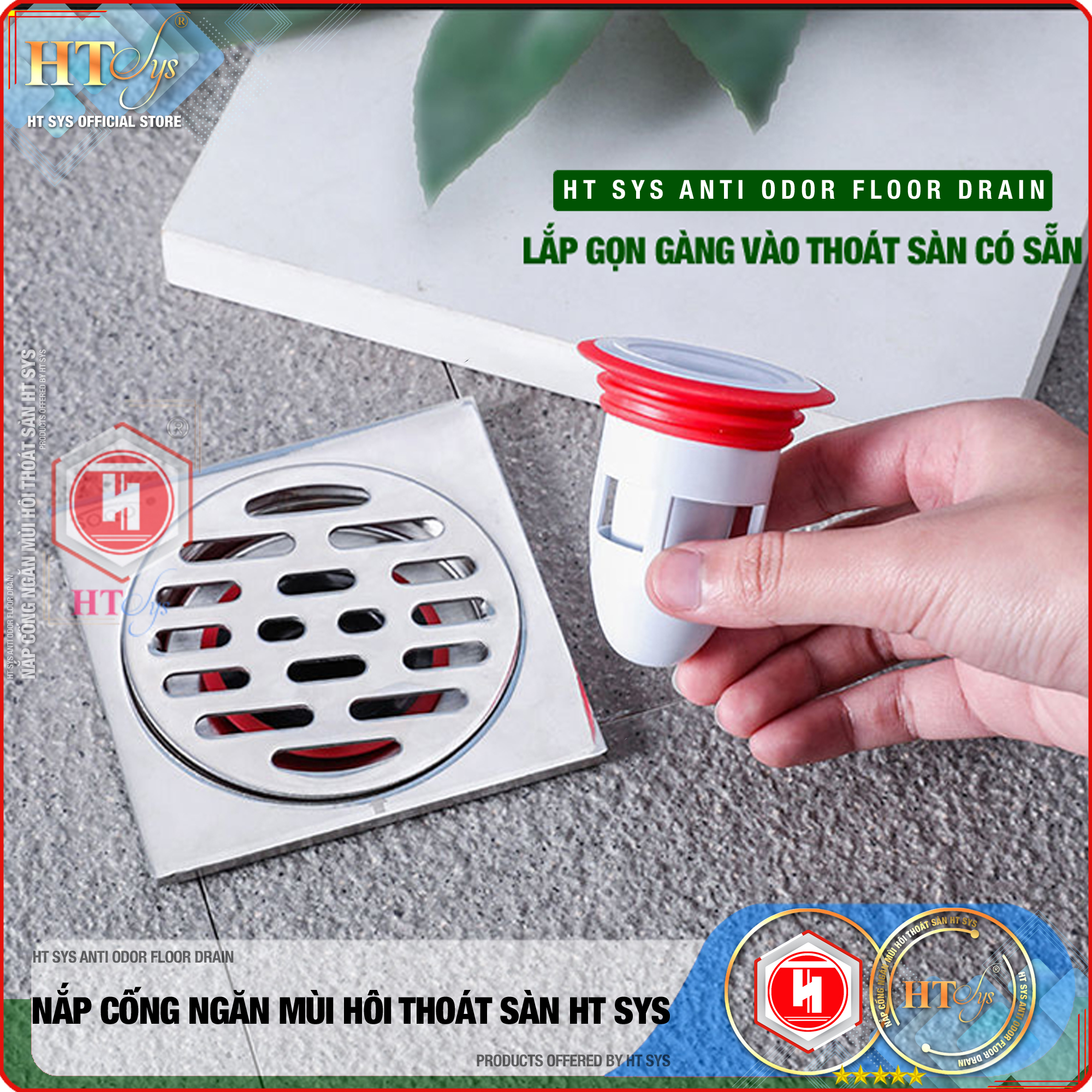 Phụ kiện ngăn mùi cống thoát nước nhà tắm - HT SYS - Ngăn mùi hôi - Ngăn nước trào ngược - Ngăn côn trùng xâm nhập