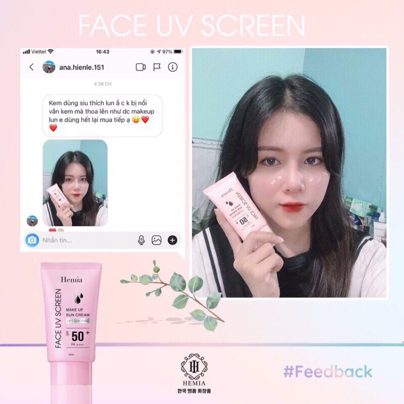 Kem Chống Nắng Dưỡng Trắng Chống Lão Hoá & Kiềm Dầu Kiêm Make Up Nâng Tone Cho Da Hemia Hàn Quốc