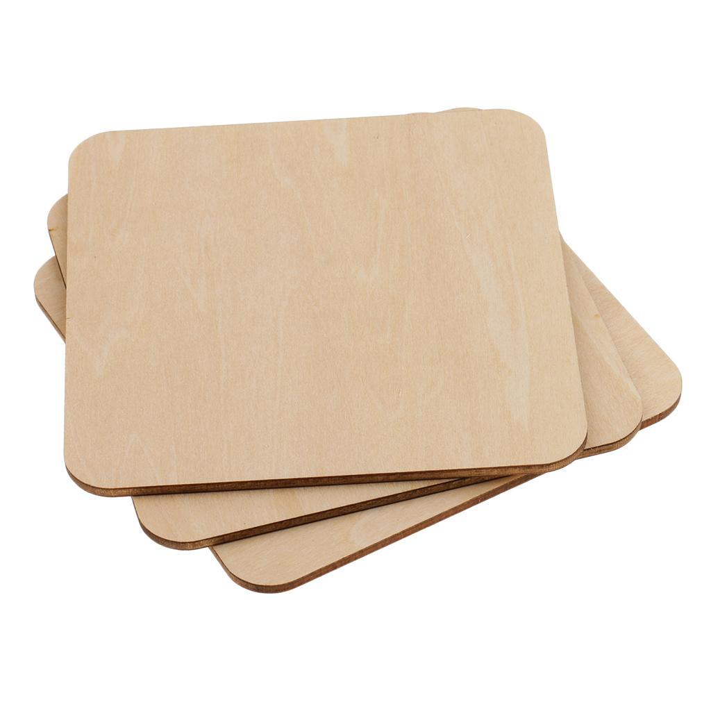 3xSquare MDF Unfinished Wood Pieces Blank Plaque DIY Craft 100x100mm 3 Pieces