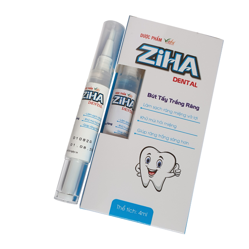 Giúp làm sạch và ngăn ngừa mảng bám trên răng, lợi. Khử mùi hôi miệng. Giúp răng trắng sáng hơn. Bút tẩy trắng răng Ziha dental, tuýp/4ml.