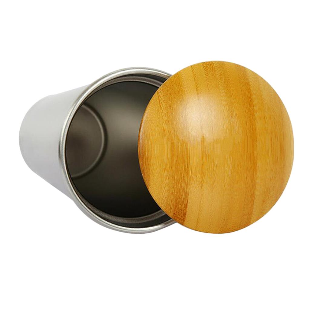 Stainless Steel Cup Camping Travel Coffee Tea Drinking Mug with Bamboo Lid