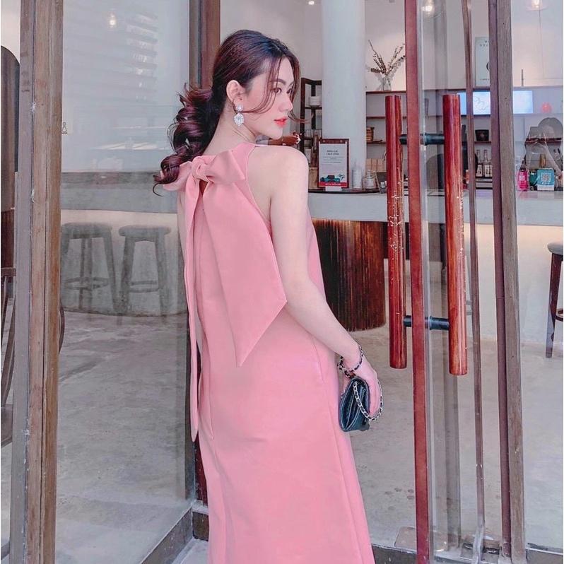 Đầm váy suông sát nách nơ sau 2 màu phù hợp đi chơi đi làm