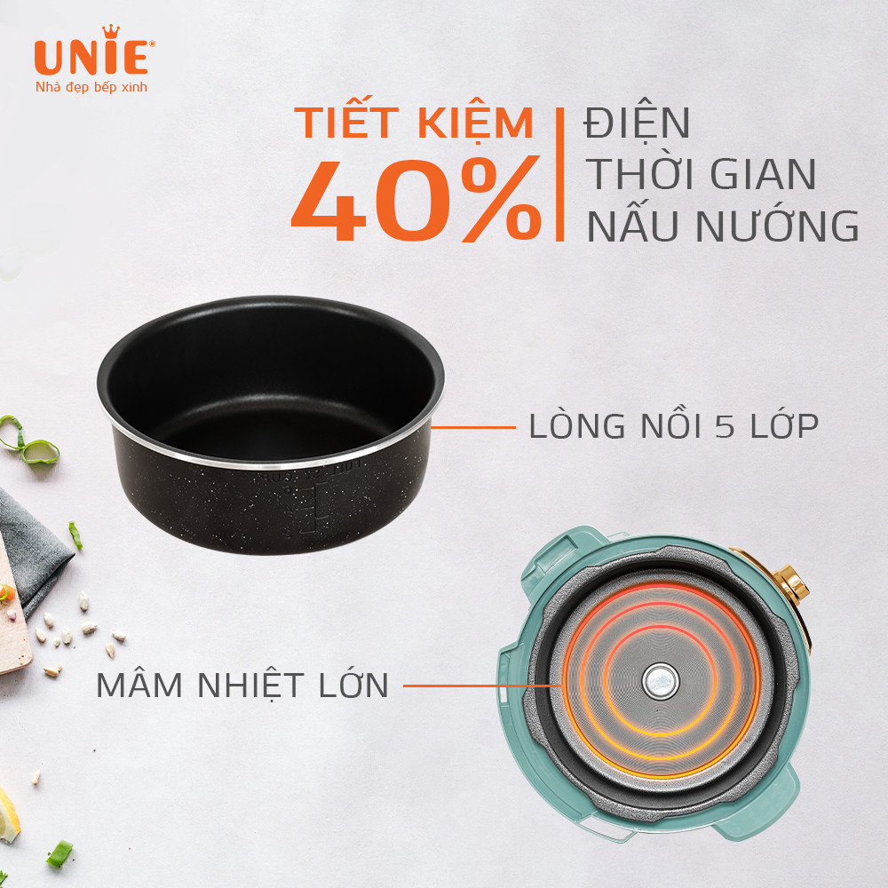 Nồi Áp Suất Điện  Đa Năng  Cao Cấp UNIE UPC5081Y Tiêu Chuẩn Đức Thiết Kế Sang Trọng Tích Hợp 7 Chức Năng Nấu Công Suất 900 W - Hàng Chính Hãng