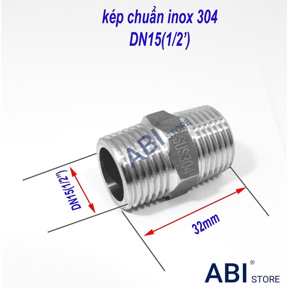 Nối 2 đầu ren 21, kép inox 304 chuẩn xịn dn15(1/2''), kép nối ren ngoài