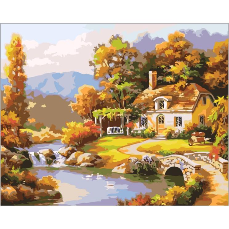 Tranh vải canvas sơn dầu số hóa cao cấp có khung kích thước (40x50cm