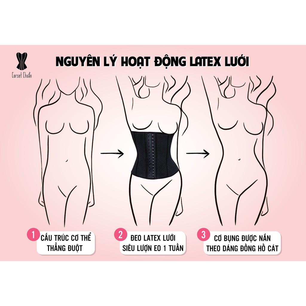 Đai Nịt Bụng Latex Corset Chuẩn Chính Hãng Hy Lạp Lưới -Tặng ngay 1 áo liner 100k