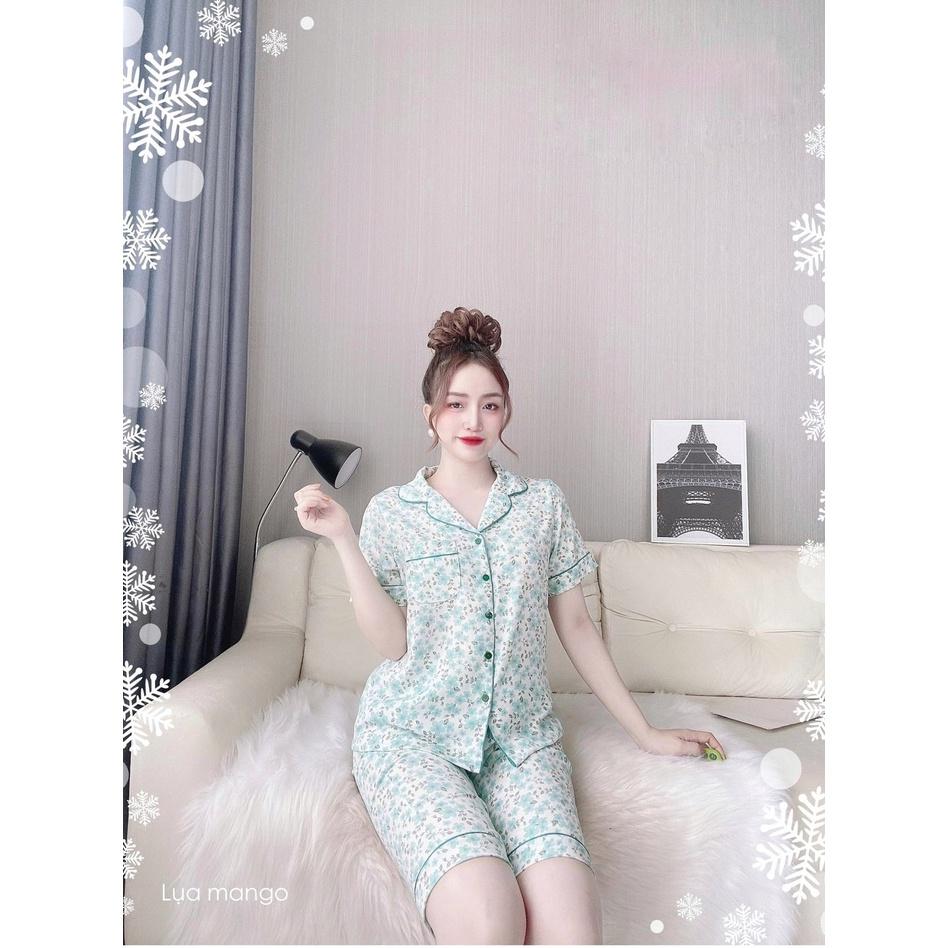 Đồ Bộ Lụa Pijama Quần Lửng Tay Ngắn Họa Tiết Xinh Xắn Chất Lụa Mềm Mát