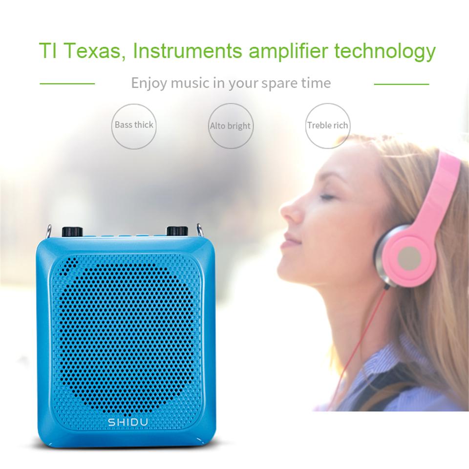 Bộ khuếch đại giọng nói di động Shidu 25W loa Bluetooth Mini Audio với micrô không dây UHF cho giáo viên du lịch S28 Color: Blue US Plug