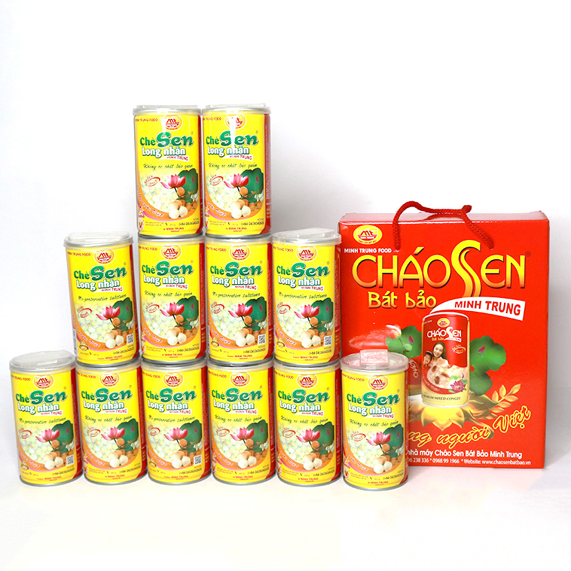 Chè sen long nhãn Minh Trung 365g (combo 12 lon - Chè Sen Long Nhãn 12)