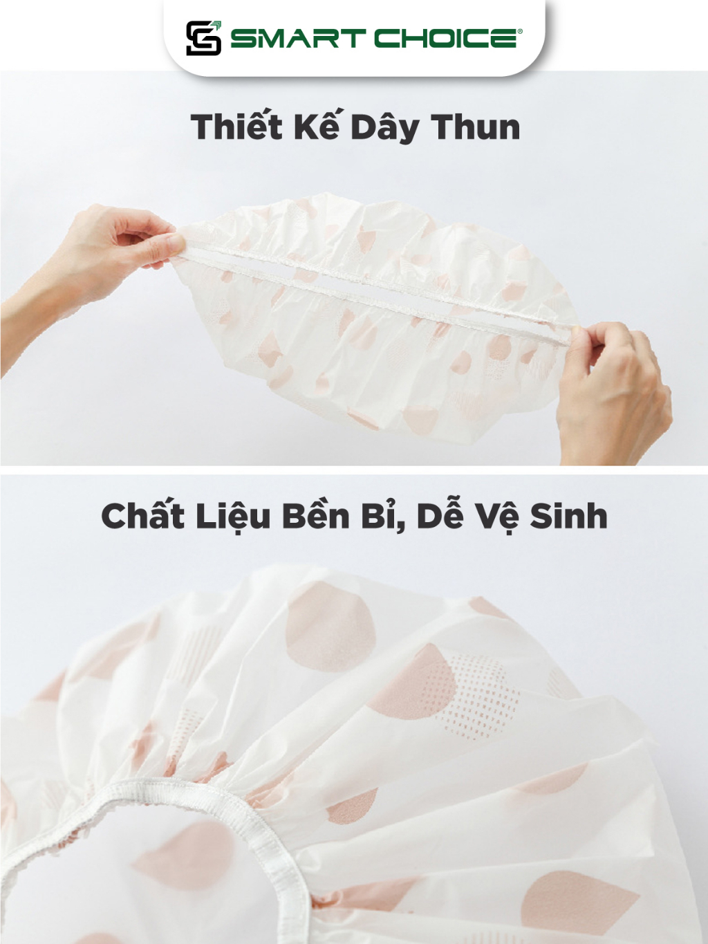 Mũ Tắm Hoạ Tiết Giọt Nước SMARTCHOICE 4 Màu Cao Cấp Tiện Dụng Cho Nhà Tắm