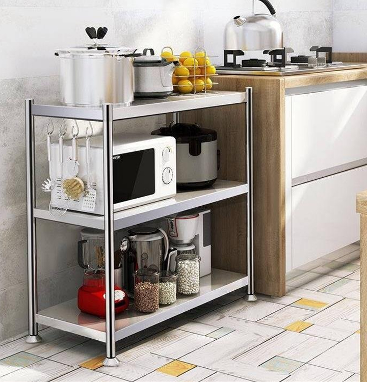 Kệ nhà bếp inox 304 3 tầng 60x77x38cm - Kệ để lò vi sóng đa năng thiết kế thông minh chất liệu inox