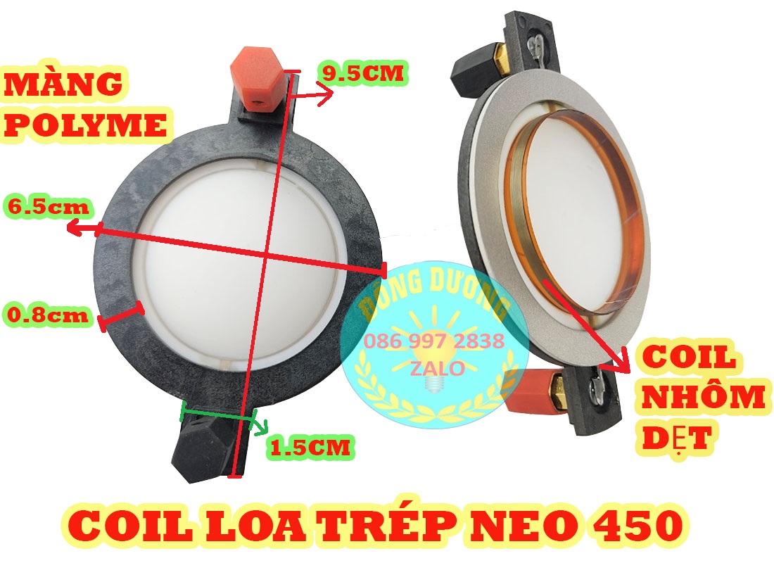 COIL TREBLE NEO 450 - MÀNG POLYME CỌC NHẤN 6 CẠNH - CÔN TRÉP 450