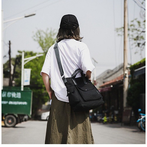 Túi Vải Canvas Nam Nữ Đeo Chéo Trơn Thời Trang Hàn Quốc GOAT MENSWEAR