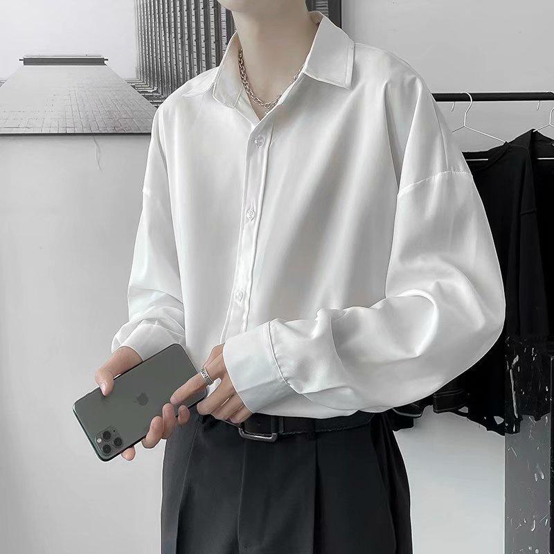Áo Sơ Mi Tay Dài Màu Trơn Phong Cách Hàn Quốc Thời Trang Mùa Thu Cho Nam