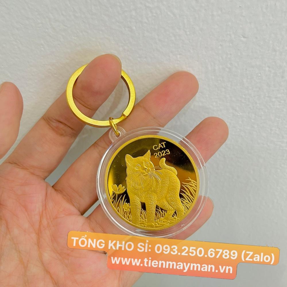 Móc chìa xe máy, Oto Đồng Xu Hình Mèo Vàng của Úc sang chảnh, Tiền lì xì tết 2023 , NELI