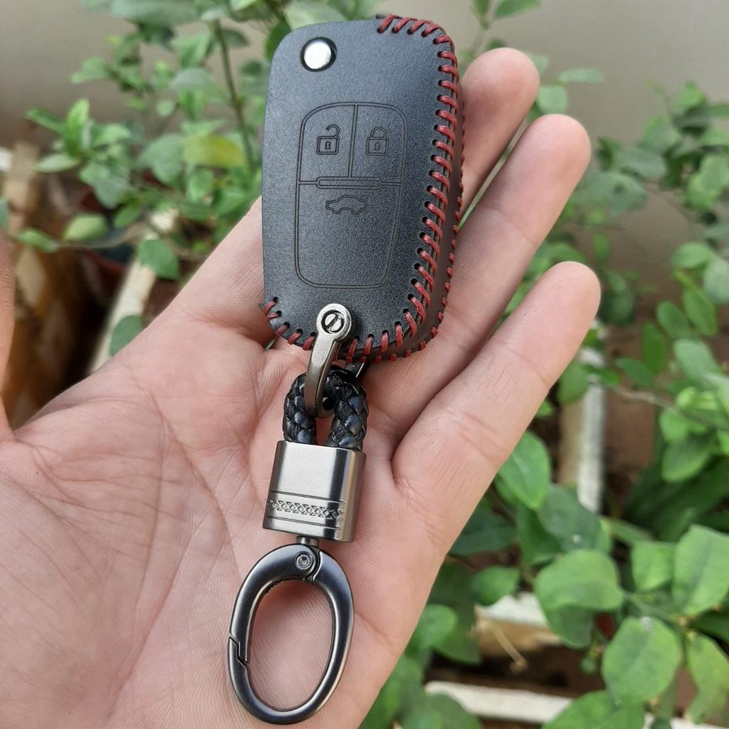 Bao da chìa khóa xe Chevrolet Spark, Cruze, Chìa điện gập 3 nút Da bò thật bảo hành 2 năm,