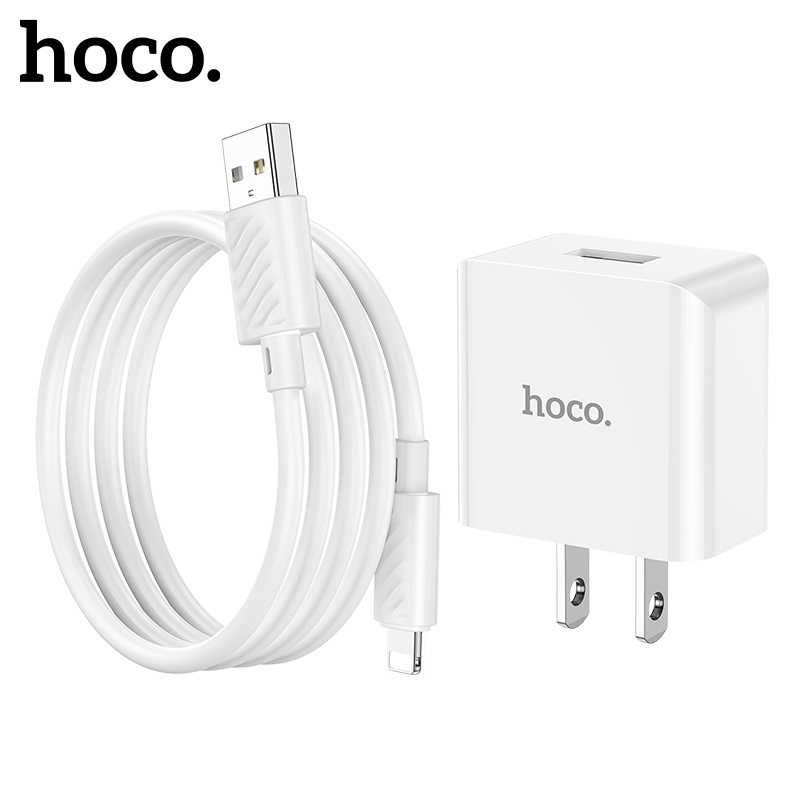 Bộ sạc điện thoại cho Iphone và Android hoco. C106 cổng USB sạc nhanh 2.1A dây dài 1M, dòng điện ổn định an toàn bảo vệ máy - Hàng Chính Hãng