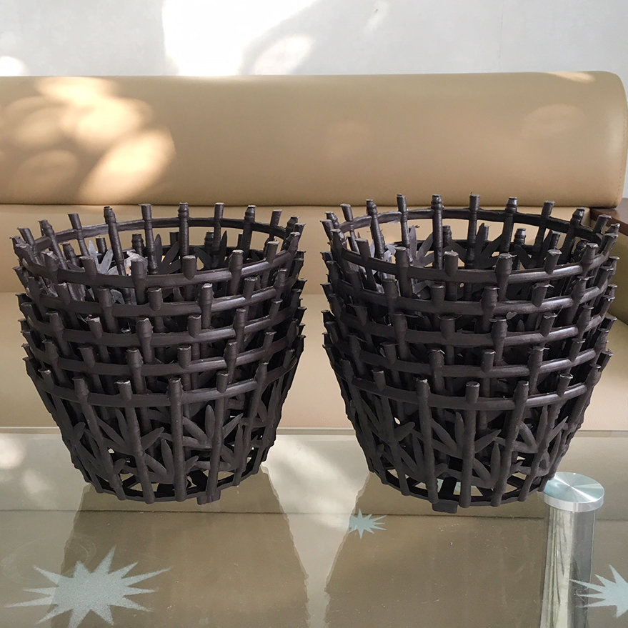 Bộ 10 chậu trồng lan lá tre màu nâu đường kính 22cm