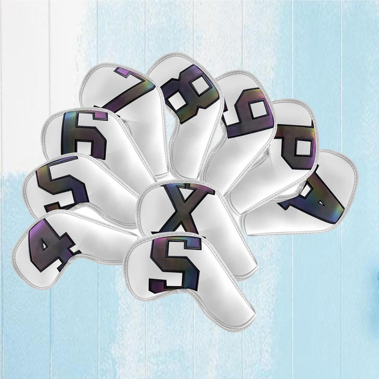 10Pcs Golf Iron Headcover PU Leather Club Covers Wedges  Sleeves