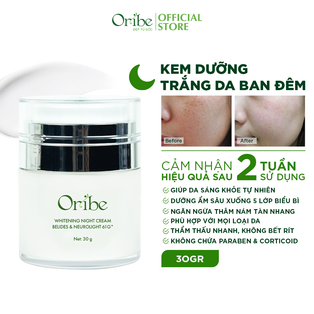 Kem Dưỡng Trắng Da Ban Đêm Oribe Dưỡng Ẩm Làm Mờ Thâm Nám Làm Mờ Tàn Nhang 30g