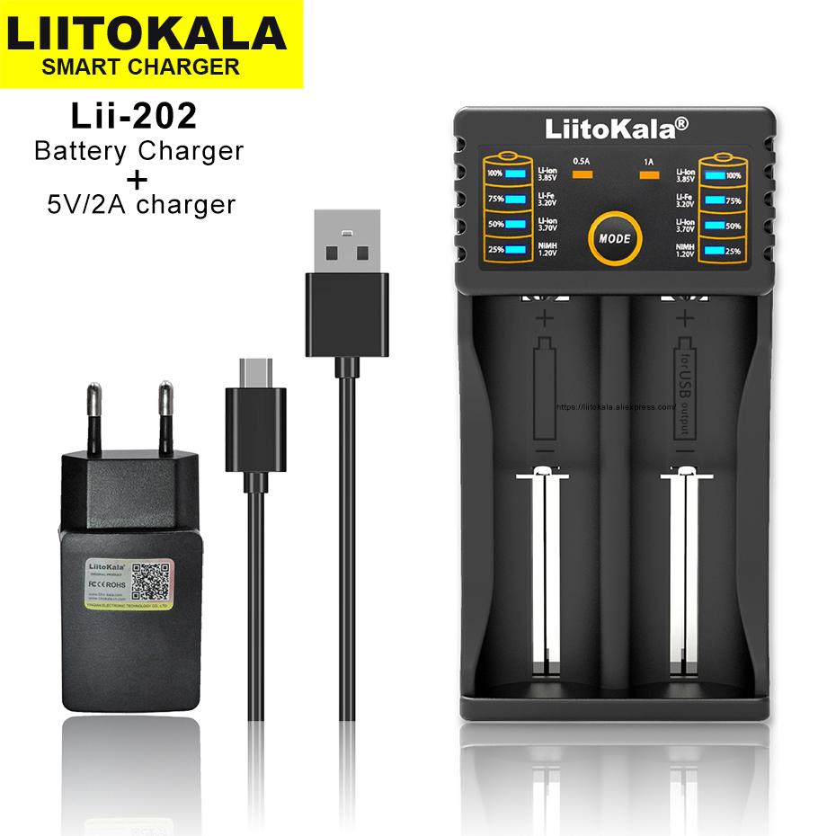Liitokala Lii-202 1.2V 3.85V 3.7V 3.2V 18650 18350 18500 21700 26700 26650 AA AAA NiMH Sạc Lithium-Pin Sạc Màu sắc: Lii-202 Sạc