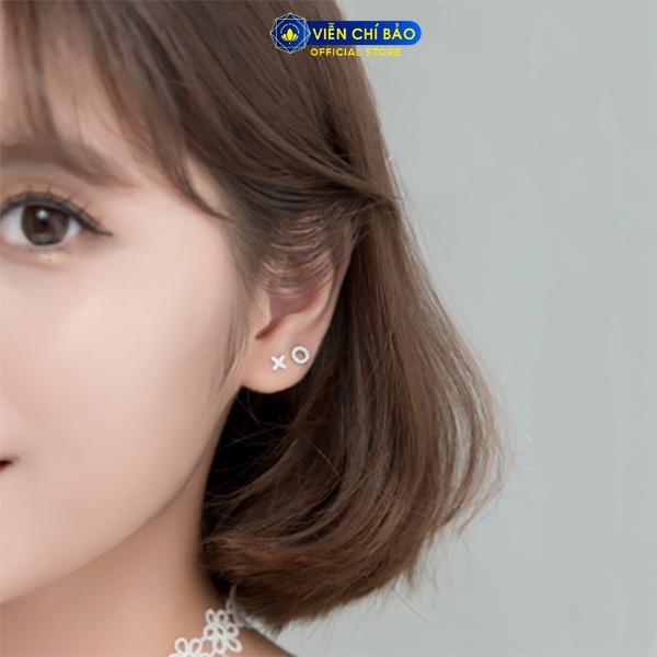 Bông tai bạc nữ hình XO chất liệu bạc S925thời trang phụ kiện trang sức nữ thương hiệu Viễn Chí Bảo E041