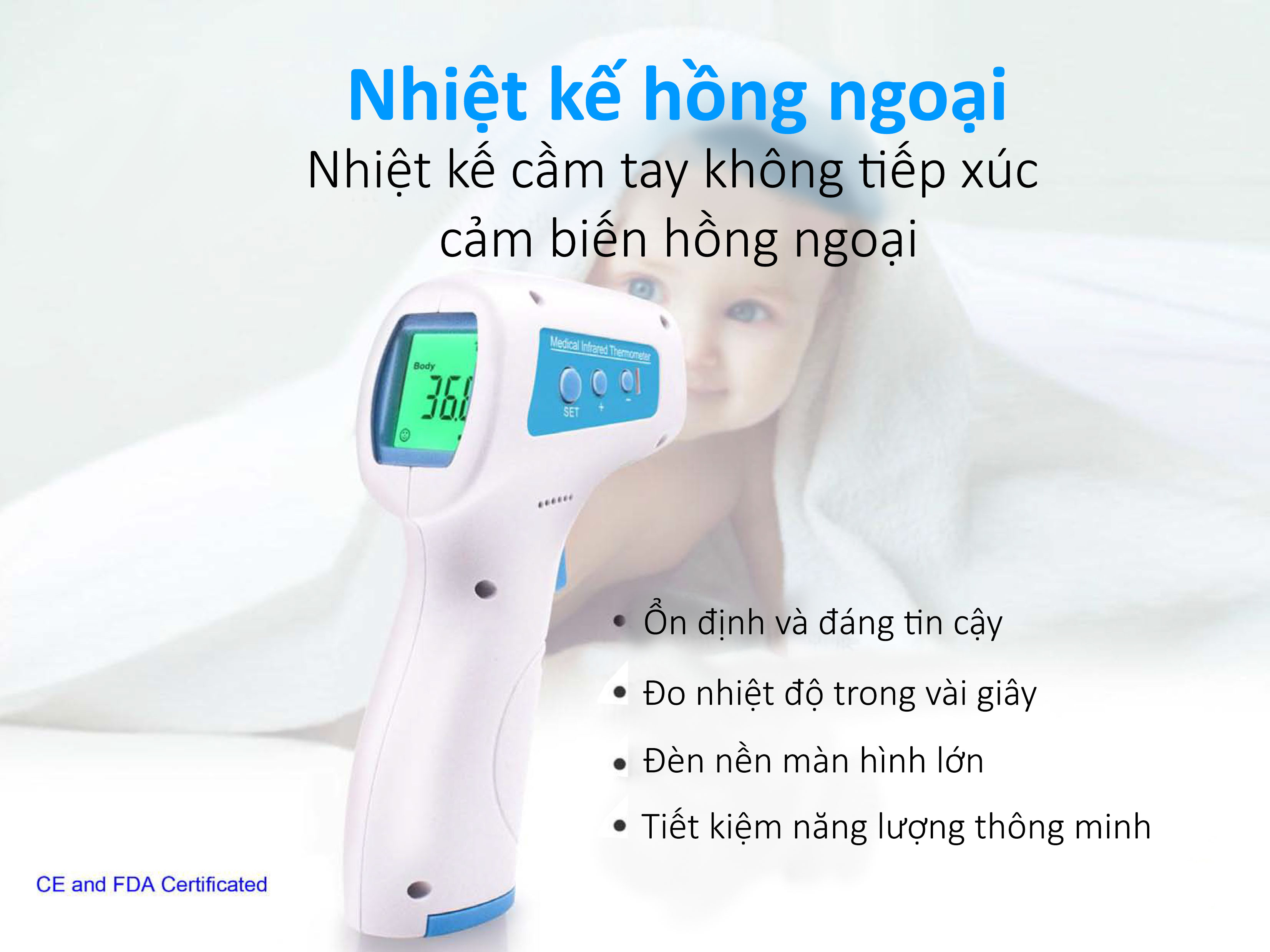 Nhiệt Kế Hồng Ngoại YHKY-2000 Đo Nhiệt Độ Không Cần Tiếp Xúc - TẶNG KÈM PIN AAA