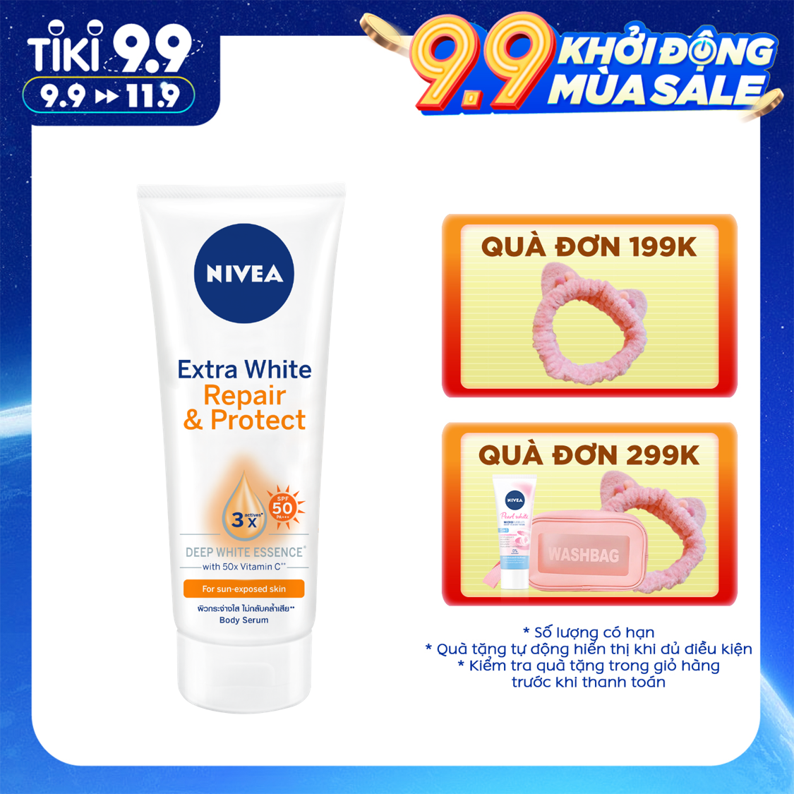 Tinh Chất Dưỡng Thể Dưỡng Trắng NIVEA Ban Ngày Giúp Phục Hồi &amp; Chống Nắng SPF50 (320ml) - 88315