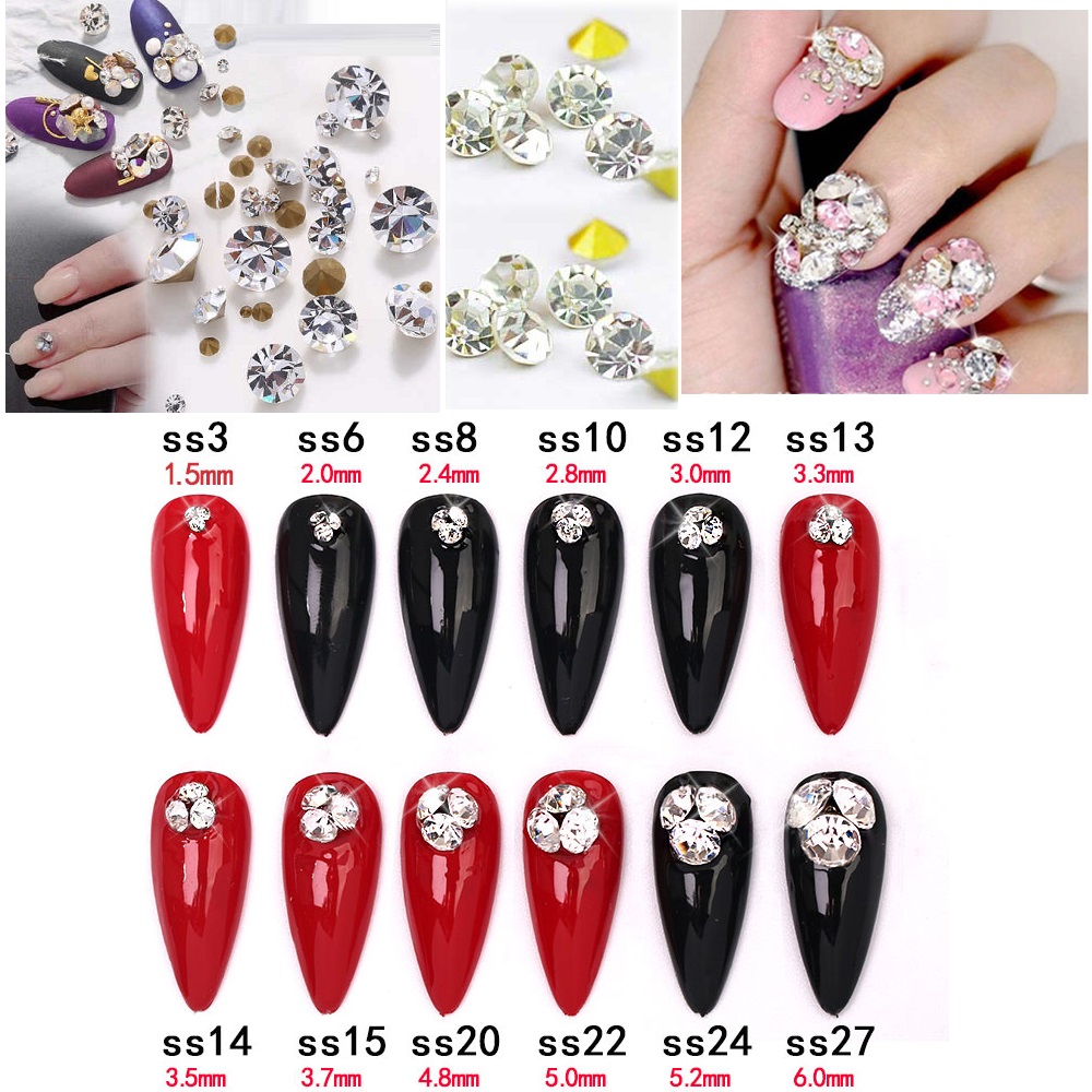 Đá Hồng Kông Trắng Chân Nhọn 1440 Viên, Đá Trang Trí Gắn Nail, Đá Hình Đa Diện Nhiều Kích Thước, Đính Được Chắc Chắn Lên Móng, Có Thể Lau Tạo Độ Bóng Nổi Bật, Có Thể Phối Nhiều Phong Cách Phù Hợp Trang Phục, Sự Kiện, Tạo Bộ Nail Ấn Tượng Và Độc Đáo