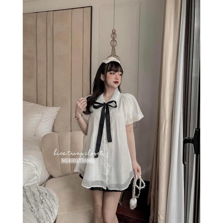 ÁO SƠ MI TƠ TAY BỒNG CỔ NƠ