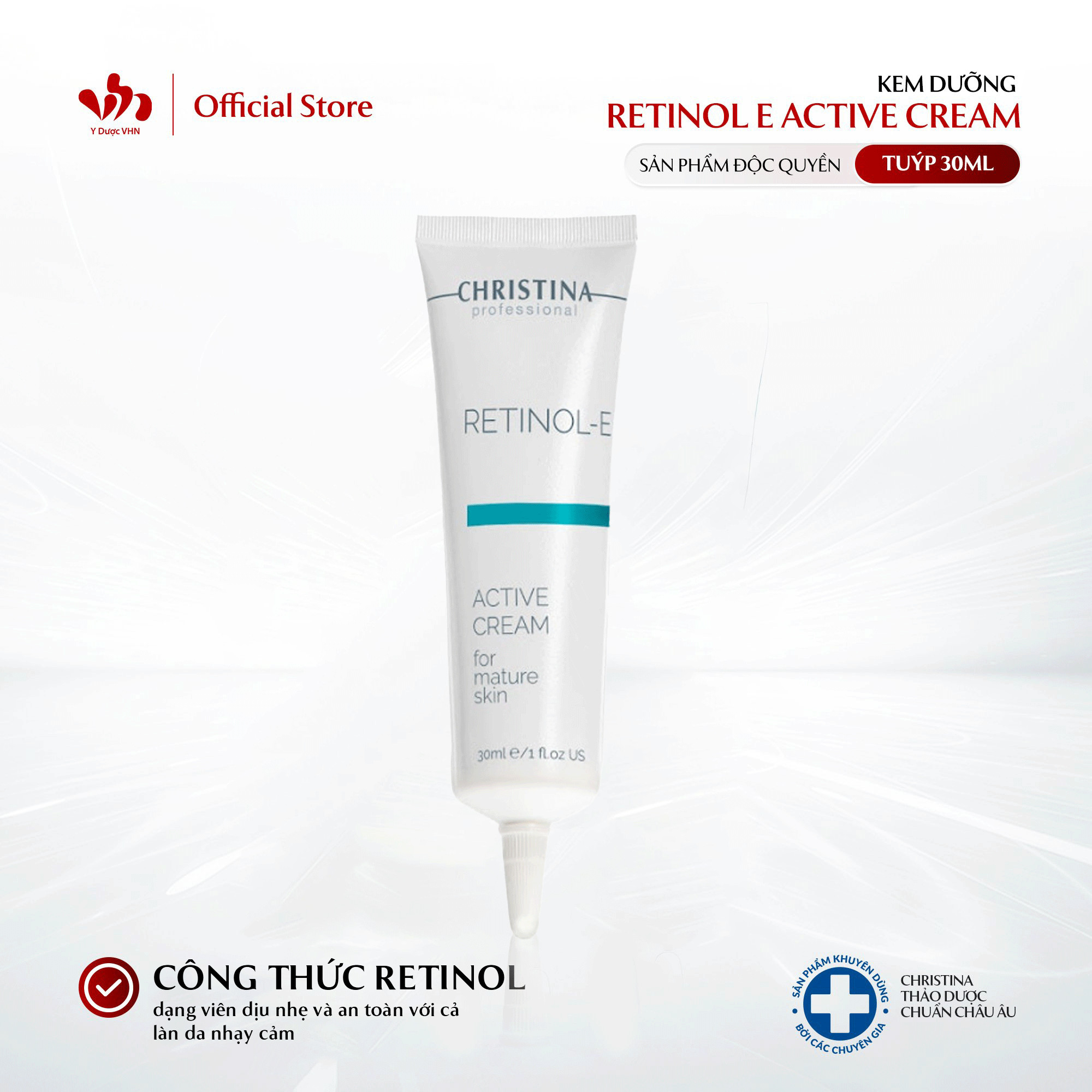 Kem Dưỡng Retinol E Active Cream CHRISTINA Hỗ Trợ Cấp Ẩm, Giảm Mụn Cho Da Tuýp 30ml