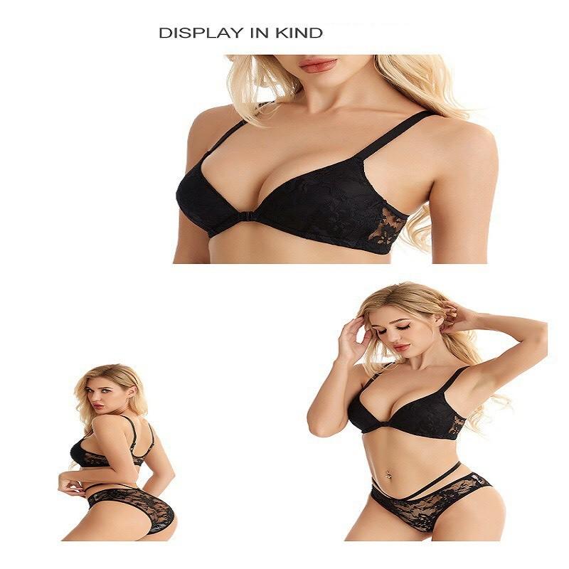 Bộ Đồ Lót Phối Ren Không Gọng Đệm Mỏng Nâng Ngực Khóa Cài Trước Sexy Gợi Cảm