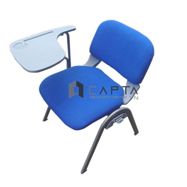 Ghế đào tạo liền bàn màu xanh dương có nệm bọc vải bố chân thép sơn tĩnh điện bàn và ốp lưng nhựa PP CT3617-F Nội thất Capta.vn