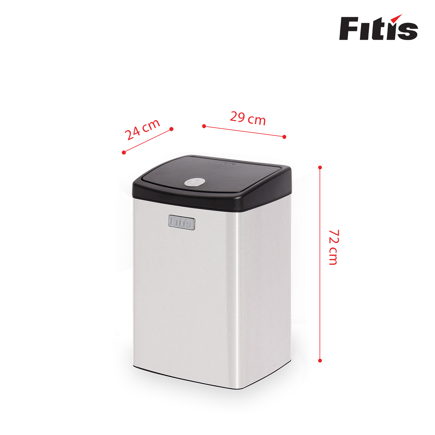 Thùng rác inox cao cấp - FITIS nhấn vuông nhỏ STS1-901 - inox
