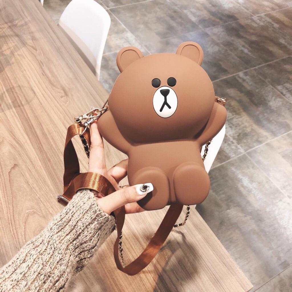 Túi Gấu Brown Silicon Siêu Dễ Thương Kèm 2 Dây