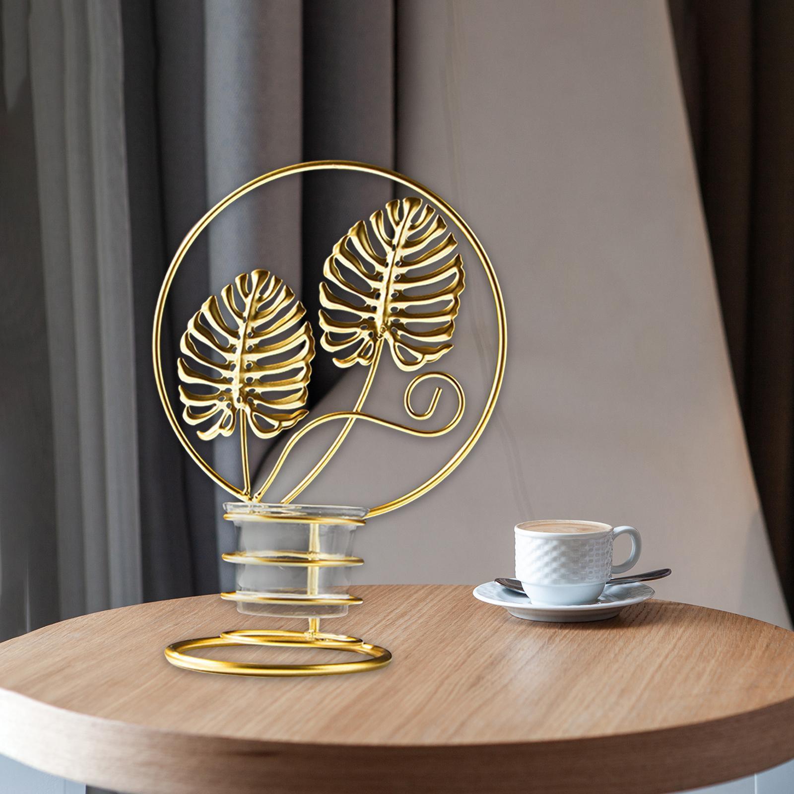 Tea Light Holder Leaves Metal Candle Holder for New Year Wedding Anniversary
