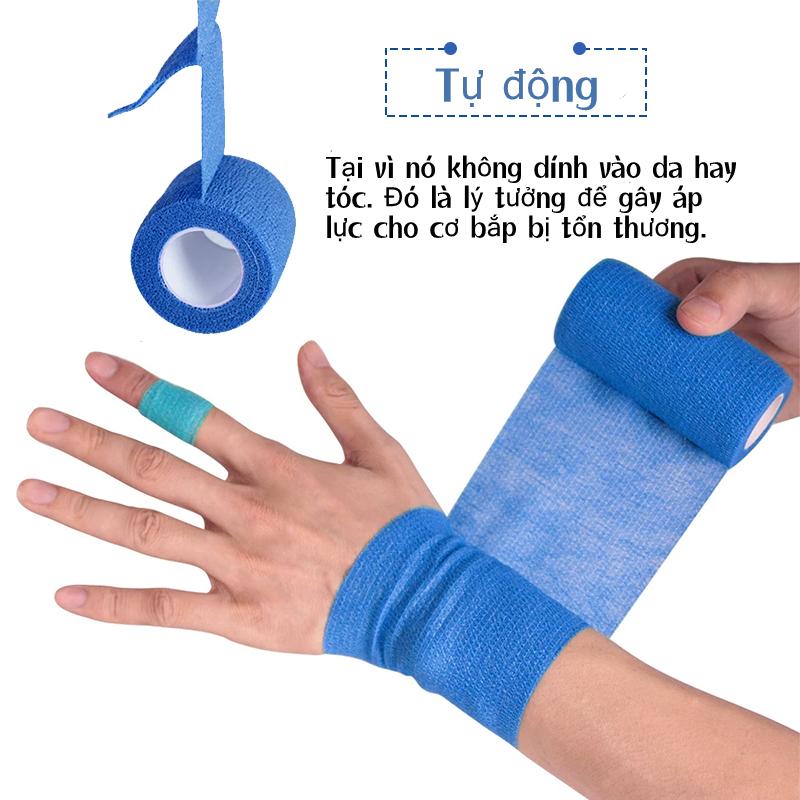 Băng keo thể thao đá bóng, Băng keo thể thao vải tự dính,cuốn bó gối dán cơ thể thao cổ tay, ngón tay, cổ chân - màu da