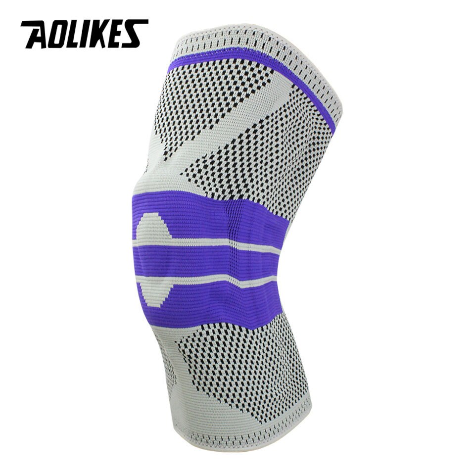 Băng Đai Bảo Vệ Đầu Gối Aolikes A - 7721 Thanh Cacbon Đàn Hồi Trợ Lực Sport Knee Protector - Grey - M