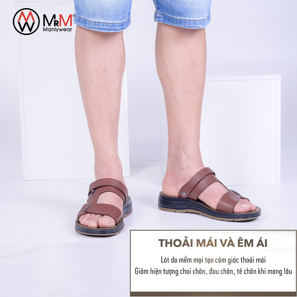 Dép Sandal Nam Da Bò - DC05 Đế Cao Đúc Nguyên Khối, Đường Khâu Chắc Chắn, Đế Massage Mềm Mại Êm Chân