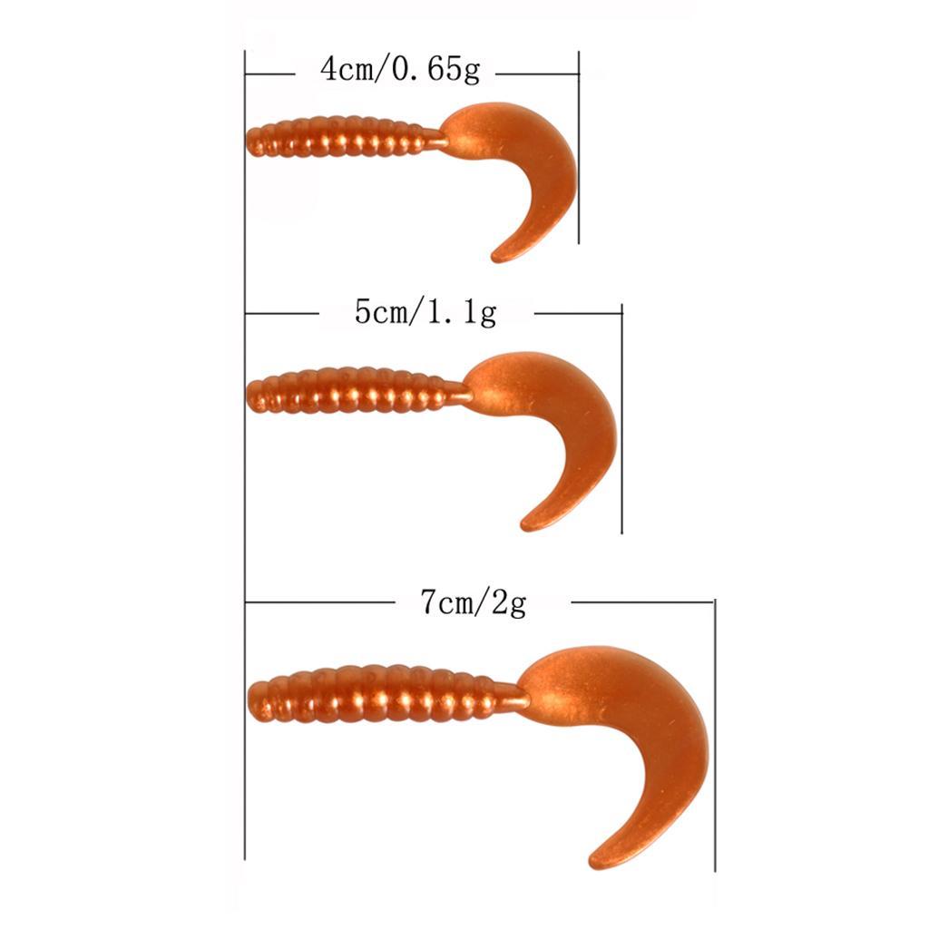 100pcs Single-tailed Worm Fishing Grub Baits Fishing Accessories