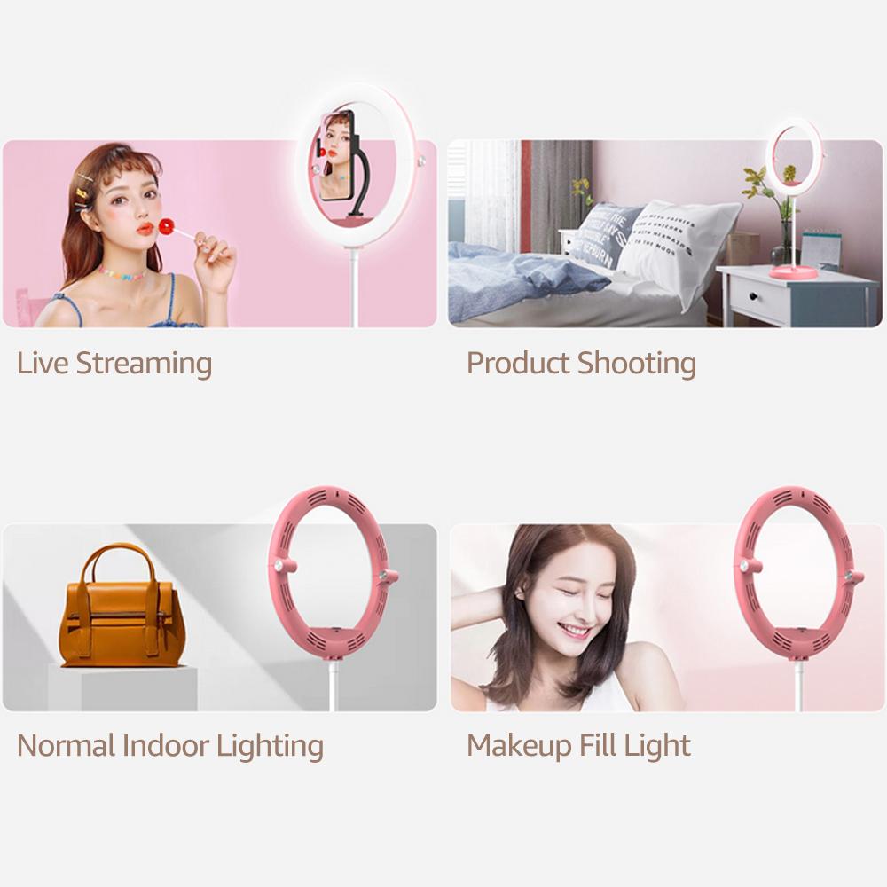 Đèn LED vòng 10 inch di động Thiết kế có thể gập lại  có thể điều chỉnh Nhiệt độ màu