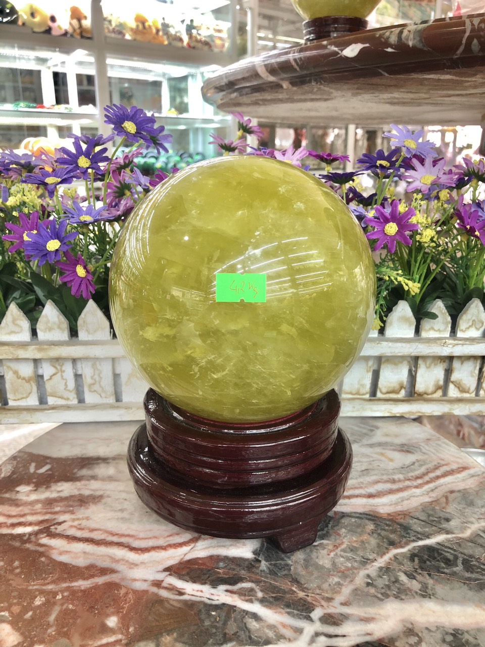 Quả cầu phong thủy đá citrine - Đường kính 14,5 cm