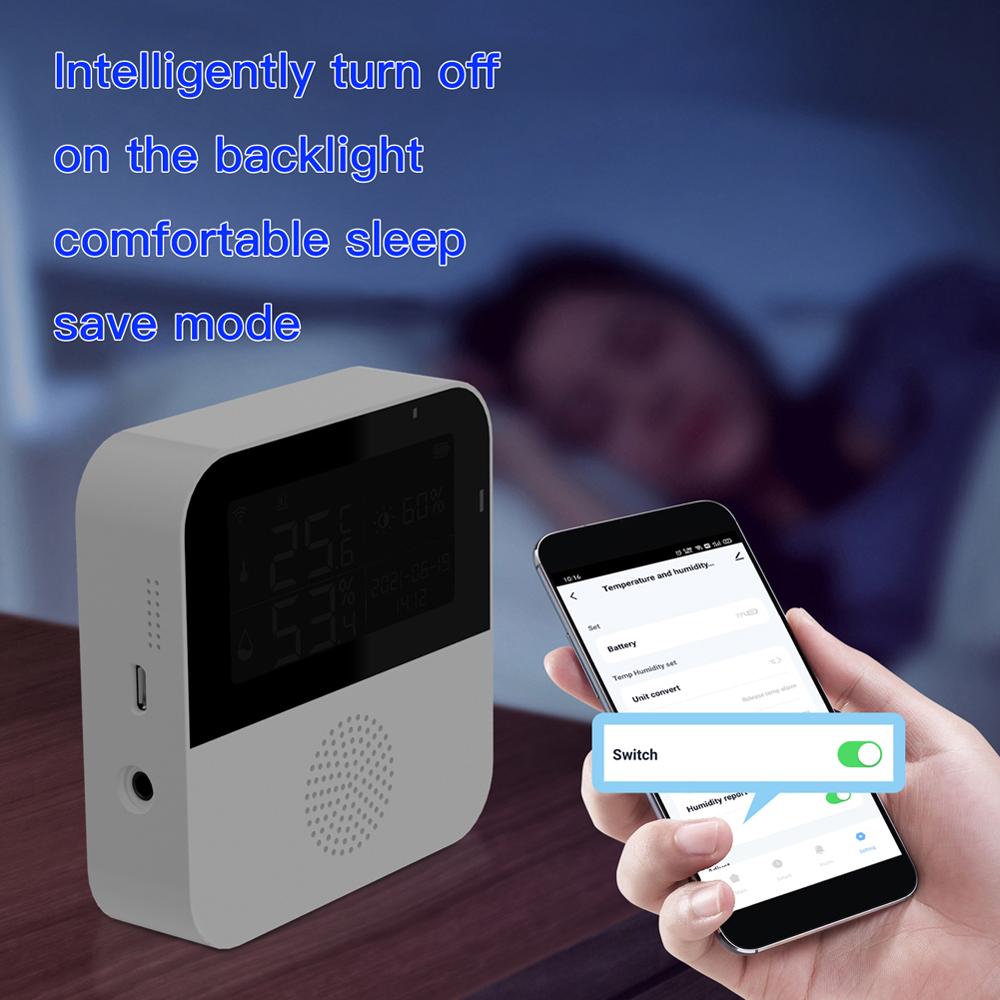 Tuya Wifi Temperature Humidity Sensors APP Remote Monitor Control for Home Intelligent Scenario Linkage Compatible with Amazon Alexa Google Home Voice Control