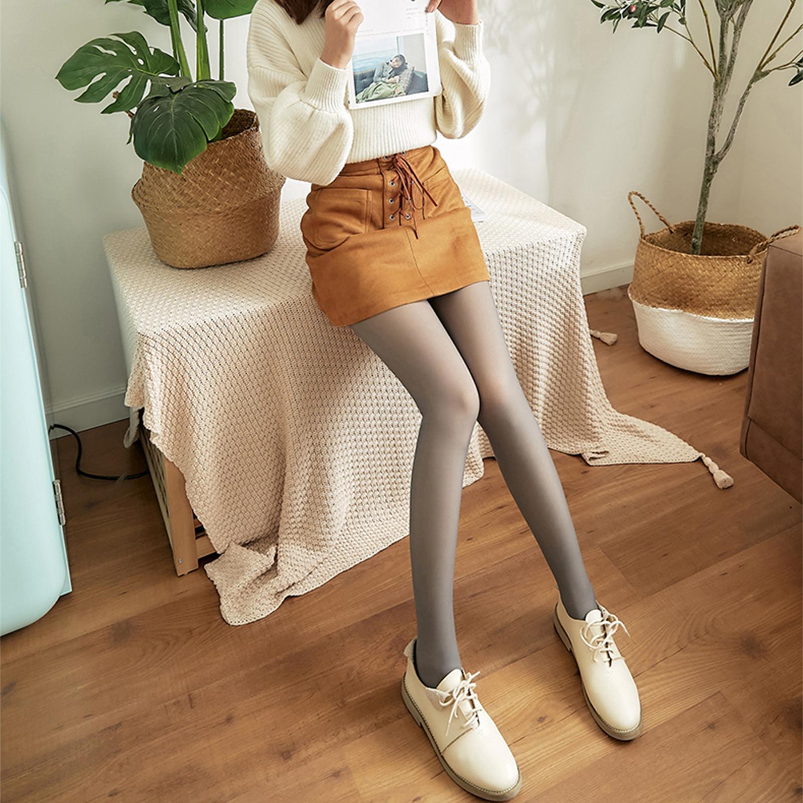 Fleece Lined Tights Stockings for Women Fake Translucent Fleece Winter Warm Tights High Waist
