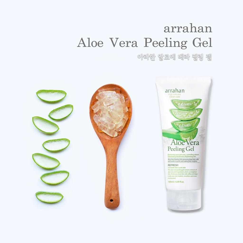 Tẩy tế bào chết làm sạch và trắng sáng da chiết xuất từ lô hội Arrahan Aloe Vera Peeling Gel 180ml - Hàn Quốc Chính Hãng