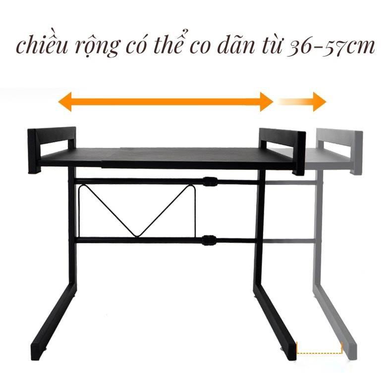 Kệ lò vi sóng co dãn 2 tầng, thép carbon Sơn tĩnh điện