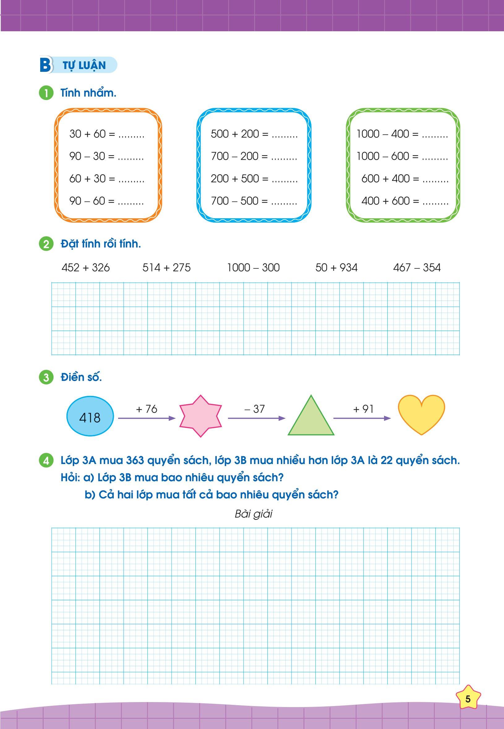 Phiếu Bài Tập Cuối Tuần Toán 3